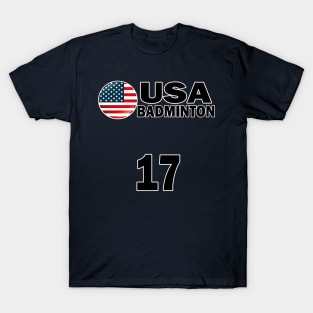 USA Badminton Number 17 T-shirt Design T-Shirt